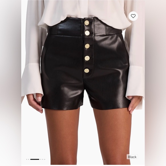 ALICE + OLIVIA Baylor Faux-Leather Ultra-High-Rise Shorts size 0 - Picture 2 of 7